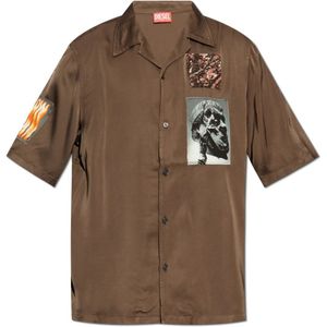 Diesel, Heren, Overhemden, Bruin, Maat: L Viscose,