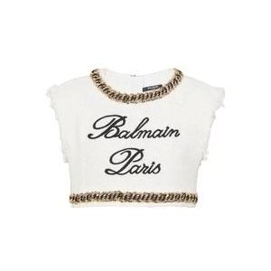 Balmain Signature tweed tanktop , White , Dames , Maat: XS