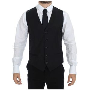 Dolce & Gabbana, Heren, Pakken, Zwart, Maat: M Zijde,