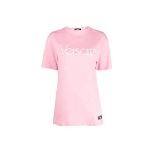 Versace Stijlvolle Roze T-shirts Polos voor Vrouwen , Pink , Dames , Maat: XS