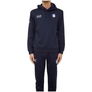 Emporio Armani Ea7, Heren, Sweatshirts & Hoodies, Blauw, Maat: XL Katoen,