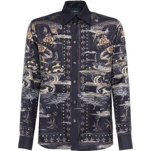 John Richmond, Heren, Overhemden, Zwart, Maat: S Viscose,