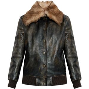 Dolce & Gabbana, Dames, Jassen, Bruin, Maat: XS Leer,