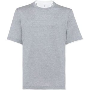 Brunello Cucinelli, Heren, Tops, Grijs, Maat: 3XL Jersey,