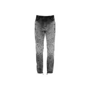 Balmain Motor Slim Fit Jeans met biker-geïnspireerd ontwerp , Gray , Heren , Maat: W31