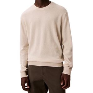 Calvin Klein - Klassieke Kasjmier Trui met Ronde Hals - Beige - Heren