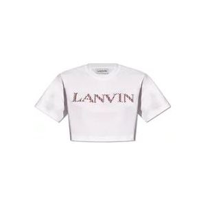 Lanvin Geknipt T-shirt met logo , White , Dames , Maat: XS