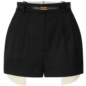 Elisabetta Franchi, Dames, Korte broeken, Zwart, Maat: XS Satijn,