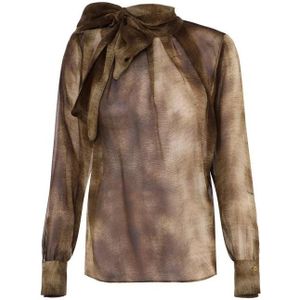 Elisabetta Franchi, Dames, Blouses & Shirts, Bruin, Maat: L Voile,