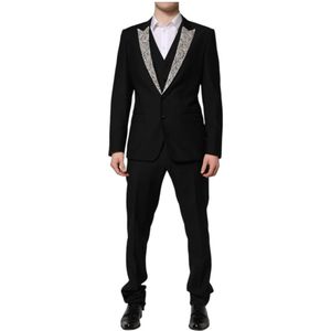 Dolce & Gabbana, Heren, Pakken, Zwart, Maat: L Zijde,