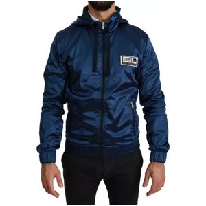 Dolce & Gabbana, Heren, Jassen, Blauw, Maat: XS Nylon,