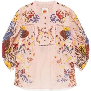 Farm Rio, Dames, Blouses & Shirts, Roze, Maat: S