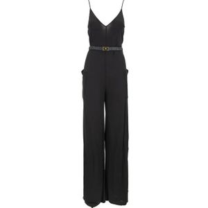 Elisabetta Franchi, Dames, Jumpsuits & Playsuits, Zwart, Maat: 2XL Viscose,
