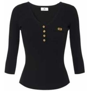 Elisabetta Franchi, Dames, Truien, Zwart, Maat: XL Zijde,