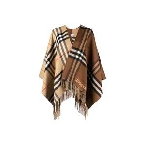 Burberry Beige Check Cape Jas , Beige , Dames , Maat: ONE Size