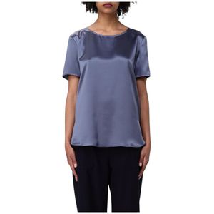 Max Mara, Dames, Blouses & Shirts, Blauw, Maat: XL Zijde,