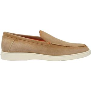 Santoni - Mocassin - Beige - Suède - Oranje Accenten