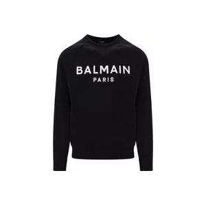 Balmain Bedrukt logo sweatshirt , Black , Heren , Maat: XS