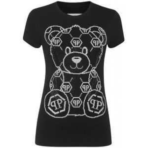 Philipp Plein, Dames, Tops, Zwart, Maat: L Katoen,