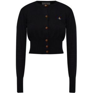Vivienne Westwood - Logo Cardigan - Zwart - Dames - Katoen en Kasjmier