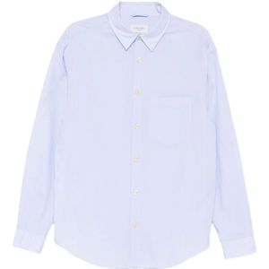 Tintoria Mattei 954, Heren, Overhemden, Blauw, Maat: S Katoen,