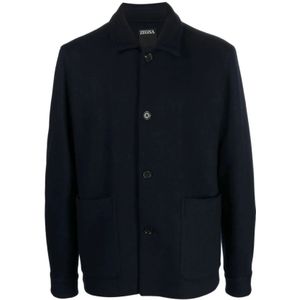 Zegna, Heren, Jassen, Blauw, Maat: XL Wol,