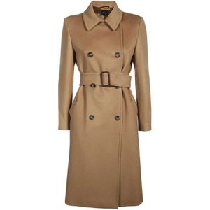 Max Mara Weekend, Dames, Mantels, Bruin, Maat: S Katoen,