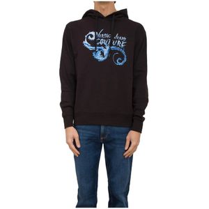 Versace Jeans Couture, Heren, Sweatshirts & Hoodies, Zwart, Maat: XL Katoen,