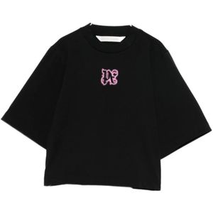 Palm Angels, Dames, Tops, Zwart, Maat: S Katoen,