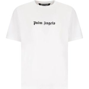 Palm Angels, Heren, Tops, Wit, Maat: L Katoen,