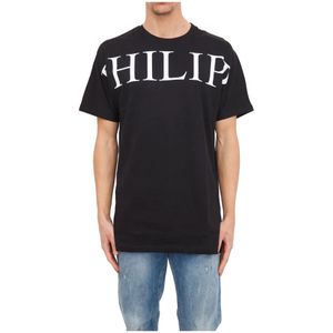 Philipp Plein, Heren, Tops, Zwart, Maat: S Katoen,