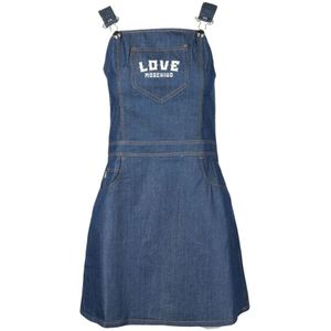 Love Moschino, Dames, Jurken, Blauw, Maat: 2XS Katoen,