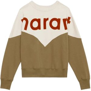 Isabel Marant - Kleur-Blok Sweatshirt - Ecru/Donker Khaki - Dames