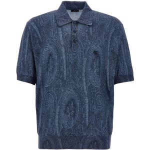 Etro, Heren, Tops, Blauw, Maat: M Zijde,