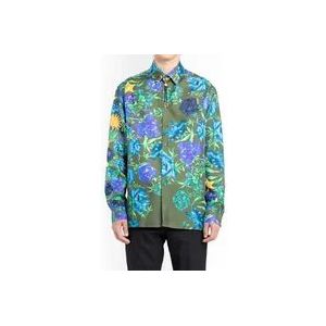 Versace Twill Zijden Wildflower Overhemd , Multicolor , Heren , Maat: XL