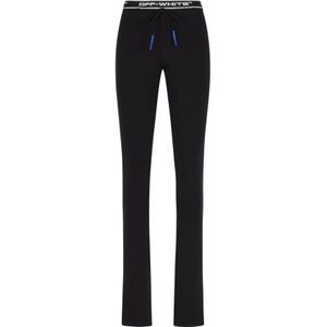 Off White, Dames, Broeken, Zwart, Maat: S Leer,