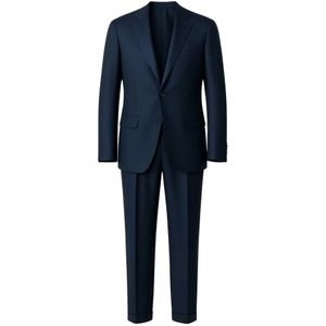 Eleventy, Heren, Pakken, Blauw, Maat: L Wol,