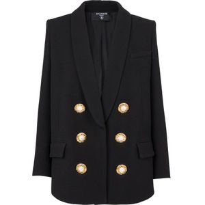 Balmain Crepe jasje met sjaalkraag , Black , Dames , Maat: 2XS