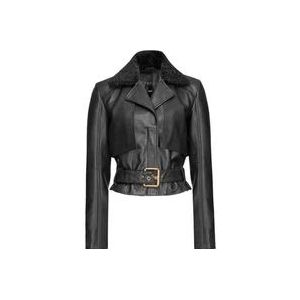 Pinko Motorjack met synthetische shearling kraag , Black , Dames , Maat: XS