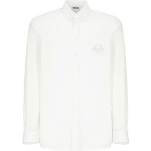 Moschino, Heren, Overhemden, Wit, Maat: S Katoen,
