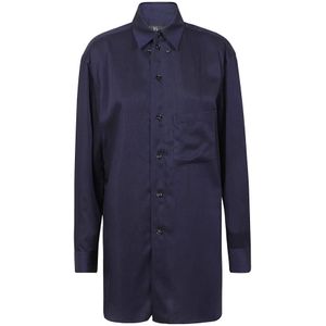 Yohji Yamamoto, Dames, Blouses & Shirts, Blauw, Maat: S
