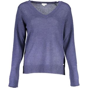 U.s. Polo Assn. - Blauwe Acryl Dames Trui - V-hals - Wol
