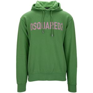 Dsquared2, Heren, Sweatshirts & Hoodies, Groen, Maat: L Katoen,