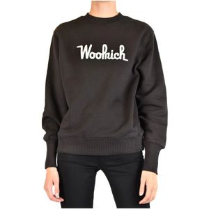 Woolrich, Dames, Sweatshirts & Hoodies, Zwart, Maat: XS Katoen,