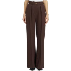 Elisabetta Franchi, Dames, Broeken, Bruin, Maat: XL Wol,