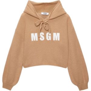 Msgm, Dames, Sweatshirts & Hoodies, Beige, Maat: XS Zijde,