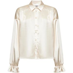 Silvian Heach, Dames, Blouses & Shirts, Beige, Maat: 2XS Satijn,