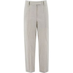 Brunello Cucinelli, Dames, Broeken, Grijs, Maat: L Katoen,