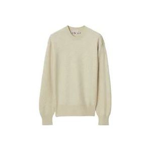 Burberry Geborduurde Crew Neck Sweater , Beige , Heren , Maat: S