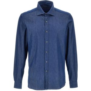 Fay, Heren, Overhemden, Blauw, Maat: L Denim,